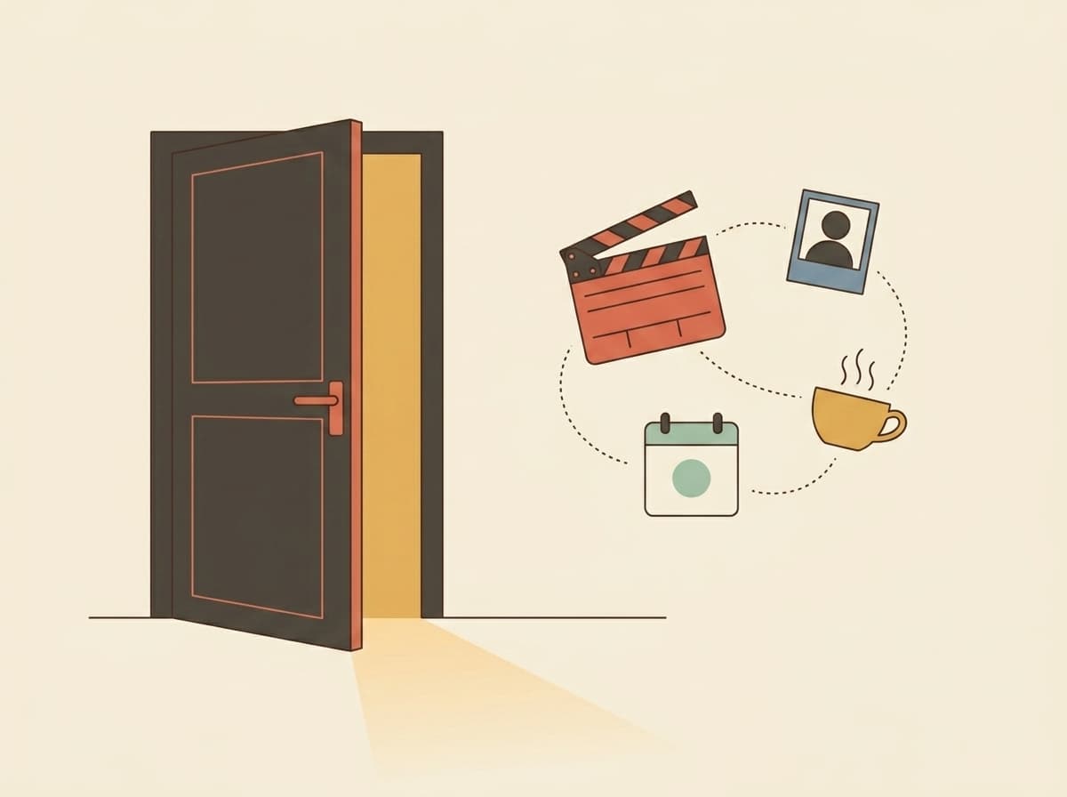Editorial illustration representing the life of a working actor